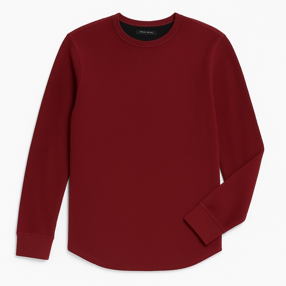 Banana Republic Burgundy Waffle Knit Long Sleeve Thermal Shirt XL - Picture 1 of 10